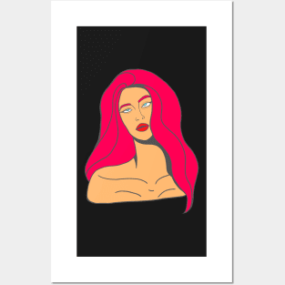 Girl with pink hair Posters and Art